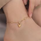 Heart Rhinestone Alloy Anklet Anklet - Gold - One Size