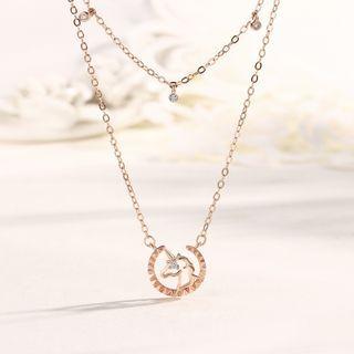 Unicorn Rhinestone Pendant Sterling Silver Necklace