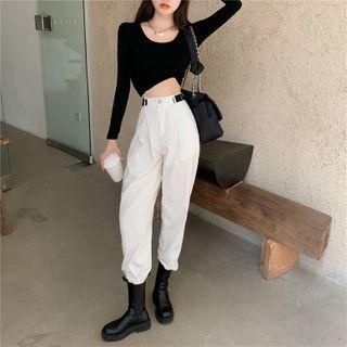 Long-sleeve T-shirt / High-waist Pants