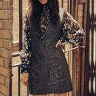 Sleeveless V-neck Embroidered Mini A-line Dress