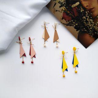 Two-tone Triangular Drop Earring / Clip-on Earring