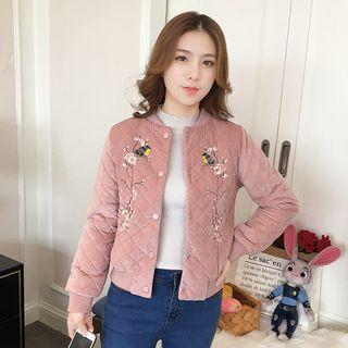 Floral Embroidery Baseball Jacket