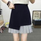 Asymmetric Striped Panel Mini A-line Skirt