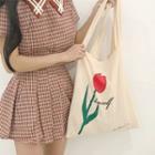 Flower Tote Bag Beige - One Size