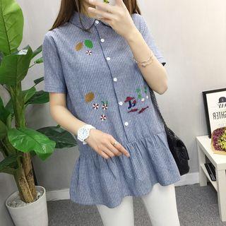 Short-sleeve Embroidered Shirt Dress