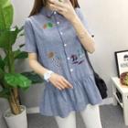 Short-sleeve Embroidered Shirt Dress