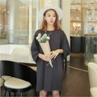 Round-neck Dolman-sleeve Pullover Dress
