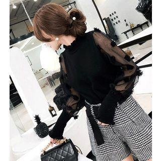 Mesh-sleeve Sweater