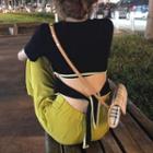 Open Tie-back Crop T-shirt / Crop Wide Leg Pants