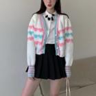 Heart Print Cropped Cardigan / Shirt / Mini A-line Skirt