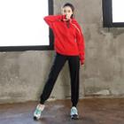 Set: Lettering Zip-up Hoodie + Sweatpants