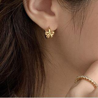 Bow Alloy Hoop Earring 1 Pair - Gold - One Size