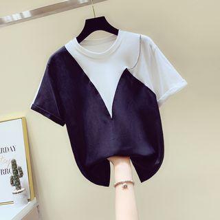 Patched Chain-detail Short-sleeve Top