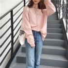 Lace Up Cutout Shoulder Plain T-shirt