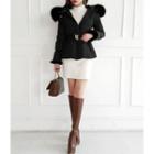 Hooded Faux-fur Trim Puffer Jacket With Belt