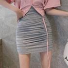 Crinkled Mini Pencil Skirt