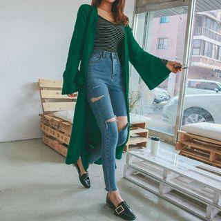 Slit-detail Wool Blend Maxi Cardigan