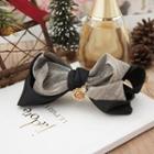 Fabric Bow Hair Clip 01 - Melange Gray - One Size