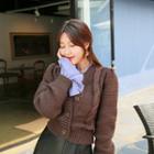 Round-neck Buttoned Cable-knit Cardigan