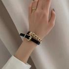 Faux Leather Chain Choker / Bracelet As Shown In Figure - One Size