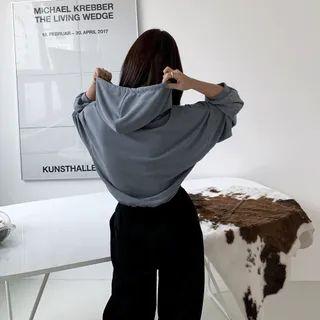 Drawstring-hem Cropped Hoodie