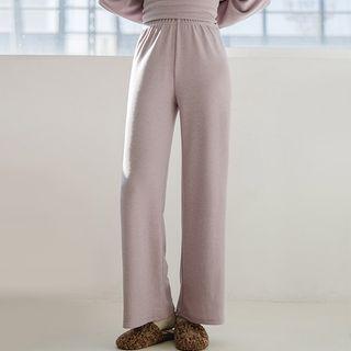 Colored Textured Wide-leg Pants