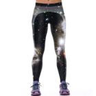 Starry Night Print Leggings As Figure Shown - One Size
