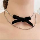 Fabric Bow Layered Choker As Shown In Figure - One Size