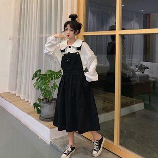 Collared Long-sleeve T-shirt / Midi Jumper Dress