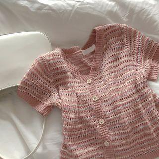 Striped Punch-knit Cardigan