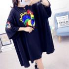 Sequined Rooster 3/4-sleeve T-shirt Dress