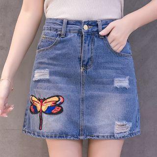 Mini Applique Denim Skort