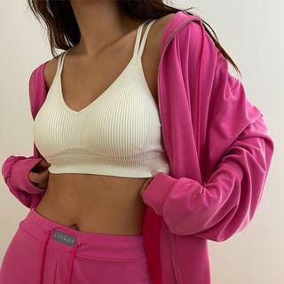 Plain / Stripe Double-strap Crop Top