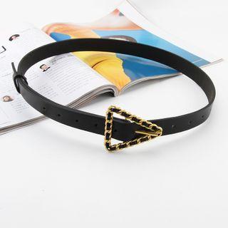 Triangle Buckle Faux Leather Belt Black - One Size