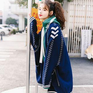 Long Zip-up Knit Jacket