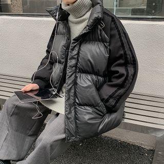 Two Tone Patent Padded Zip-up Jacket