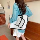 Set: Lettering Contrast Trim Handbag + Pouch + Coin Purse