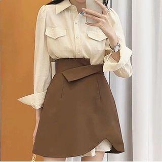 Set: Shirtdress + Asymmetrical A-line Skirt