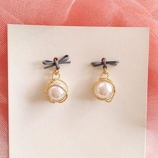 Faux Pearl Drop Earring 1 Pair - Earrings - S925 Silver - One Size