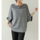 Batwing-sleeve Striped Knit Top