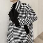 Double Breasted Houndstooth Woolen Coat