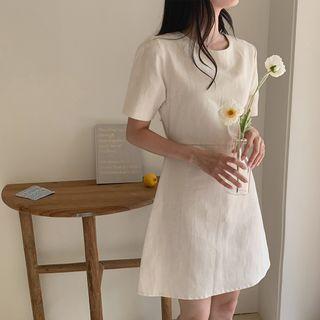 Linen Blend A-line Minidress