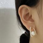 Rhinestone Faux Pearl Alloy Open Hoop Earring 1 Pair - Gold - One Size