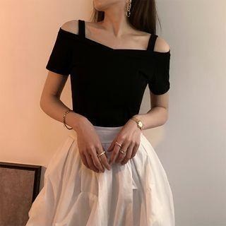 Short-sleeve Cold Shoulder Fitted Top