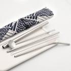 Set Of 7: Stainless Steel Drinking Straw + Spoon + Cleaning Brush