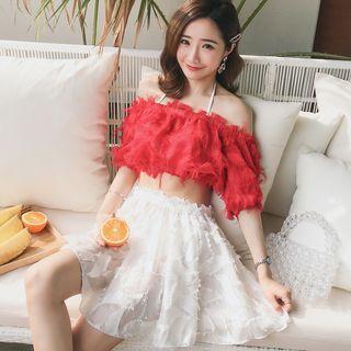 Set: Bikini Top + Bottom + Cover-up Top + Skirt