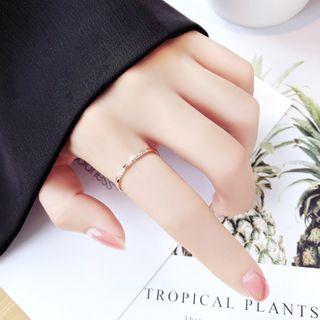 Stainless Steel Small Rhinestone Ring