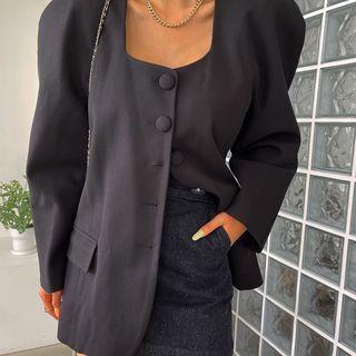 Puff-sleeve Square-neck Jacket