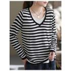 Mock Two-piece V-neck Drawstring Knit Top