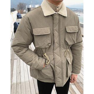 Fleece-collar Pocket-detail Padded Jacket